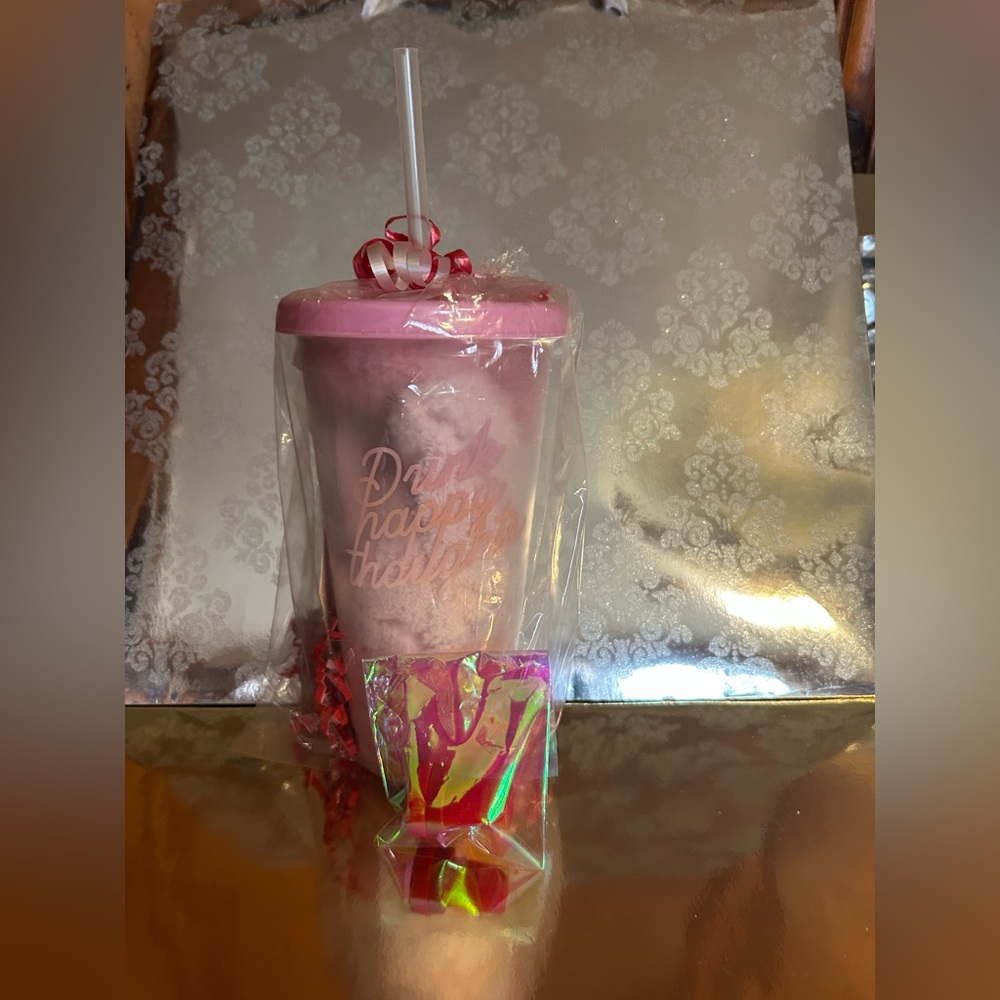 Drink Happy Thoughts 5 pc gift set tumbler, NWT